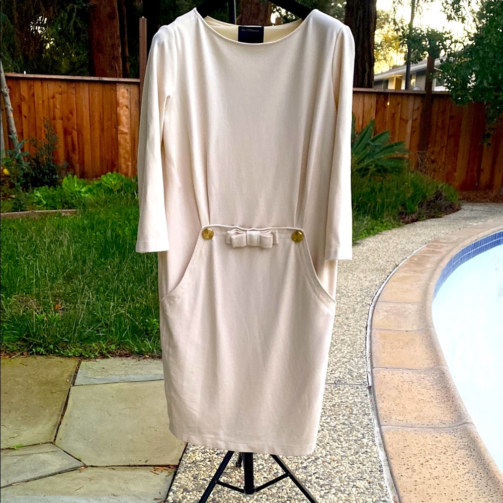 Class Roberto Cavalli Vintage Elegant Cream Dress with Bow Detail, IT Size 46